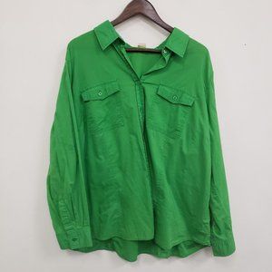 Michael Michael Kors Womens Long Sleeve Button Up Shirt Size 3X Green Collar